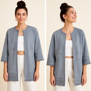 ZARA Gray Faux Suede Fringe Open Jacket | Boho Chic Modern Style | NWT XS